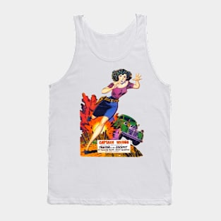 Beautiful Woman Running Captain Wings Traitor Vintage Car Exhibition Adventure Comic Tank Top